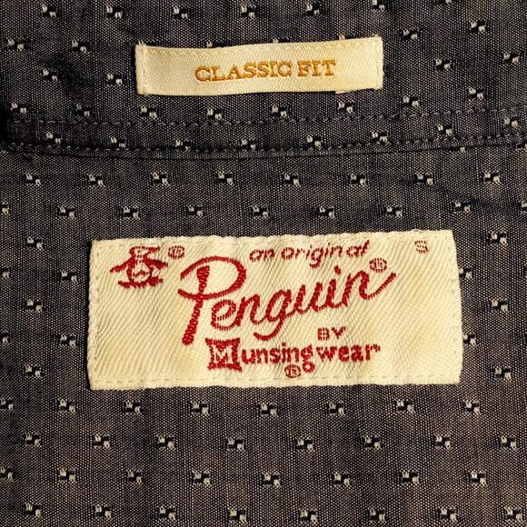 PENGUIN by MUNSINGWEAR Shirt  Men's Small  Chambray Blue  Vintage  short-sleeve - Picture 7 of 12